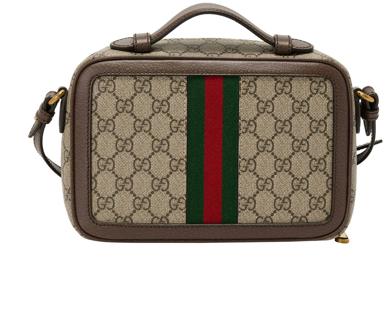 Small Ophidia Top Handle, &pound;950, Handbags, Brown/Green/Red, Canvas, Back view